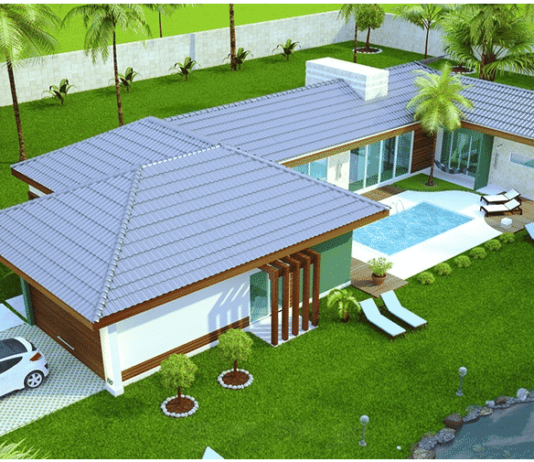 ไอเดีย แบบบ้านชั้นเดียว 3 ห้องนอน พื้นที่ใช้สร้อยครบทุกความต้องการ พร้อมสระว่ายน้ำ