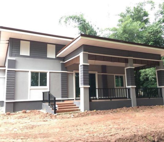 บ้านชั้นเดียวแนวโมเดิร์น งบประมาณก่อสร้าง 410,000 กับพื้นที่ใช้สร้อยกว้างข้าง 100 ตร.ม.