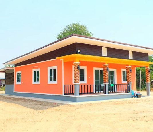 บ้านโมเดิร์นชั้นเดียว ขนาด 3 ห้องนอน พื้นที่ใช้สอย 113 ตร.ม. ด้วยงบ 1.07 ล้านบาท