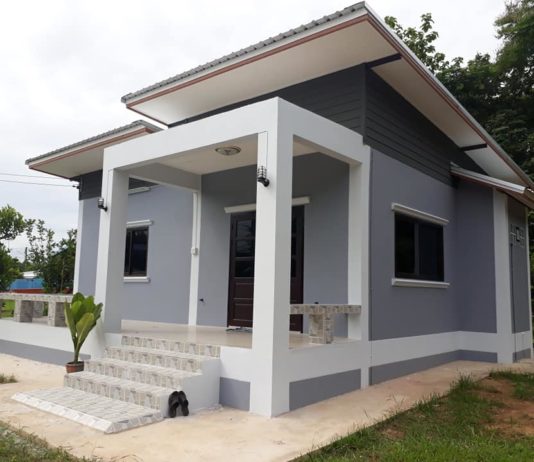 บ้านโมเดิร์นชั้นเดียว ขนาด 2 ห้องนอน 1 ห้องน้ำ งบก่อสร้าง 6 แสนบาท