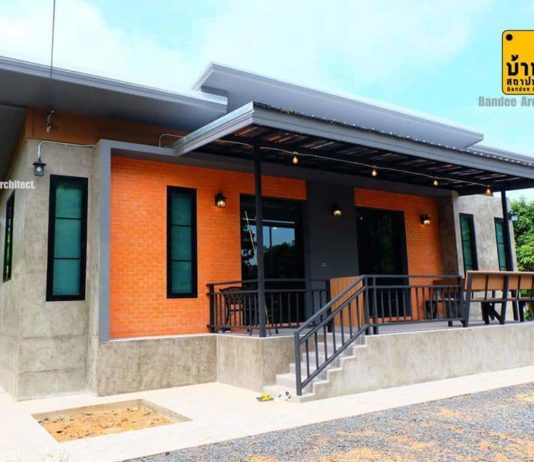 บ้านสวยสไตล์โมเดิร์นและตกแต่งผนังเป็นงานปูนลอฟท์ ภายในตกแต่งบิ๊วอินเฟอร์นิเจอร์ สวยงาม ทัยสมัย