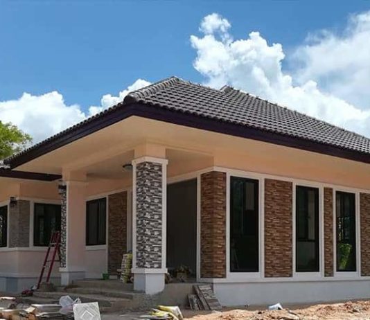 แบบบ้านชั้นเดียวสไตล์คอนเทมโพรารี่ 3 ห้องนอน 2 ห้องน้ำ พื้นที่ใช้สร้อย 100 ตรม