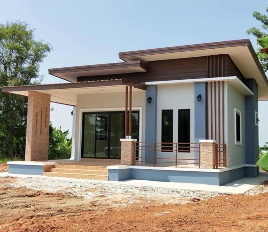 บ้านชั้นเดียวแนวโมเดิร์น ขนาดกำลังดี 2 ห้องนอน 2 ห้องน้ำ