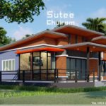 แบบบ้านชั้นเดียวสไตล์โมเดิร์น พื้นที่ใช้สอย 113 ตร.ม. พร้อมระเบียงหน้าบ้าน