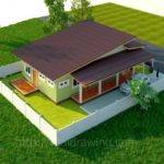 แบบบ้านชั้นเดียว 3 ห้องนอน 2 ห้องน้ำ แนวโมเดิร์นหลังเพิงหมาแหงน