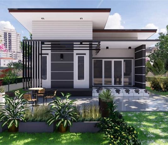 แบบบ้านเพิงแหงนโมเดิร์น 2 ห้องนอน 2 ห้องน้ำ งบก่อสร้าง 650,000 บาท