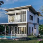 แบบบ้านพักอาศัยสองชั้น สไตล์โมเดิร์น 3 ห้องนอน พื้นที่ใช้สอย 120 ตรม