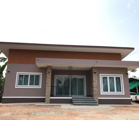 บ้านโมเดิร์นชั้นเดียวโทนสีน้ำตาล 3 ห้องนอน พื้นที่ใช้สอย 124 ตรม