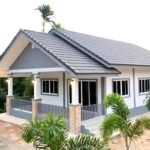 บ้านชั้นเดียวทรงจั่วยกพื้น 2 ห้องนอน 1 ห้องน้ำ พื้นที่ใช้สอย 85 ตรม.