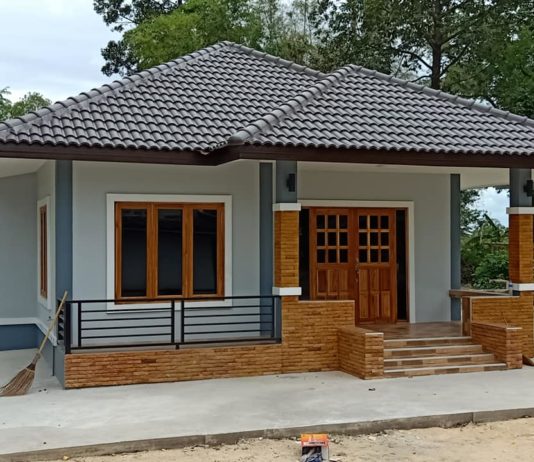 บ้านชั้นเดียวหลังคาทรงปั้นหยา ขนาด 2 ห้องนอน งบก่อสร้าง 795,000 บาท