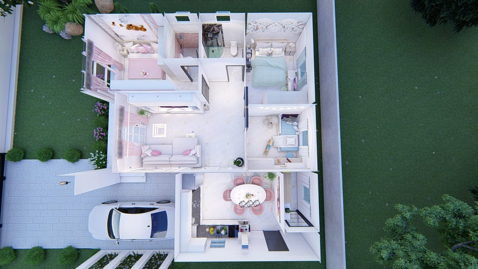 แบบบ้านชั้นเดียวสวยทันสมัย 3 ห้องนอน 2 ห้องนอน พื้นที่ใช้สอย 105 ตรม ...