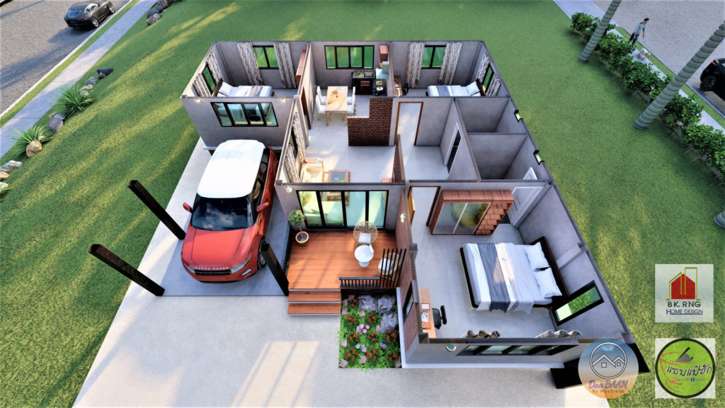 บ้านโมเดิร์นสวยรูปทรงทันสมัย 3 ห้องนอน 2 ห้องน้ำ พื้นที่ใช้สอย 115 ...
